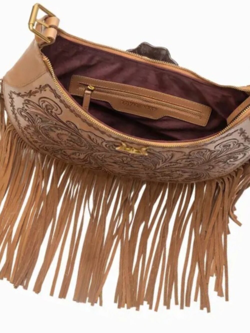 Western Lulella Hand tooled Leather Fringe Crossbody - Picture 4 of 8